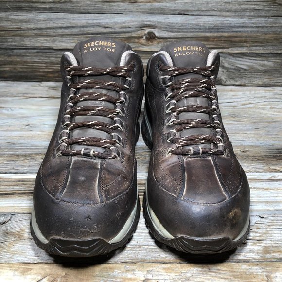 Skechers 76414 Work Hiking Brown Leather Boots 7.5 - Picture 3 of 8